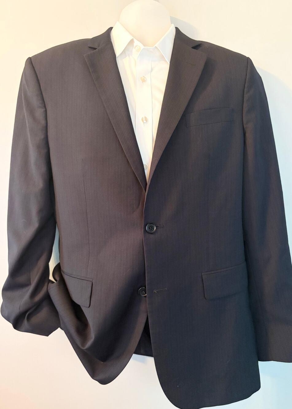Banana Republic Blazer Jacket Mens 42R Navy Blue Micro-stripe Wool Sportcoat